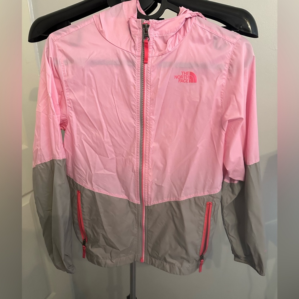 The North Face Kids Two-Tone Pink and Gray Raincoat